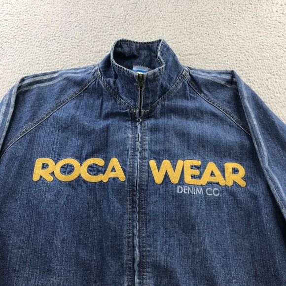 Rocawear Other - Vintage Rocawear Jacket Mens Extra Large Blue Denim Y2K Embroidered Rap Logo Zip